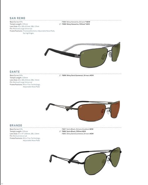 serengeti sunglasses size chart.